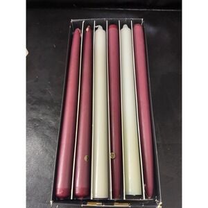 Root Aristas Taper Candles Burgundy Ivory Mixed Set Unscented Wax 12 Count